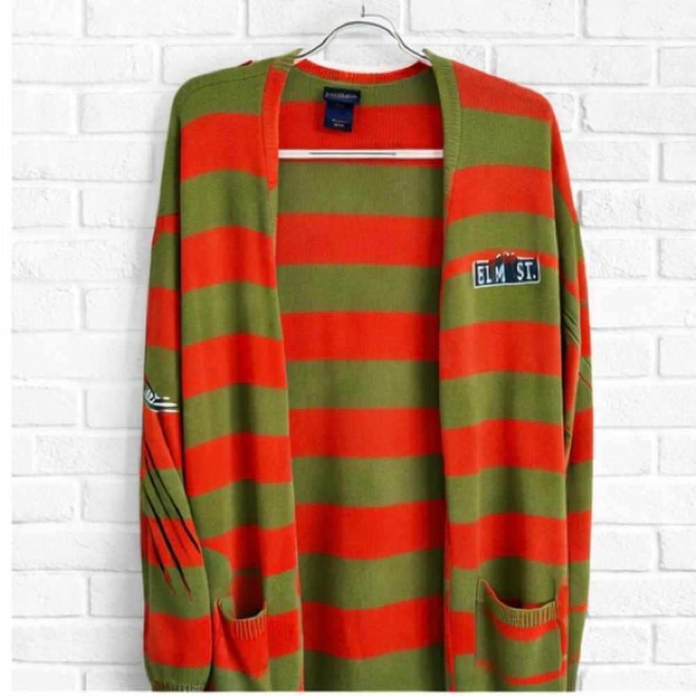 Hot Topic nightmare on Elm Street Striped Open-Front Cardigan